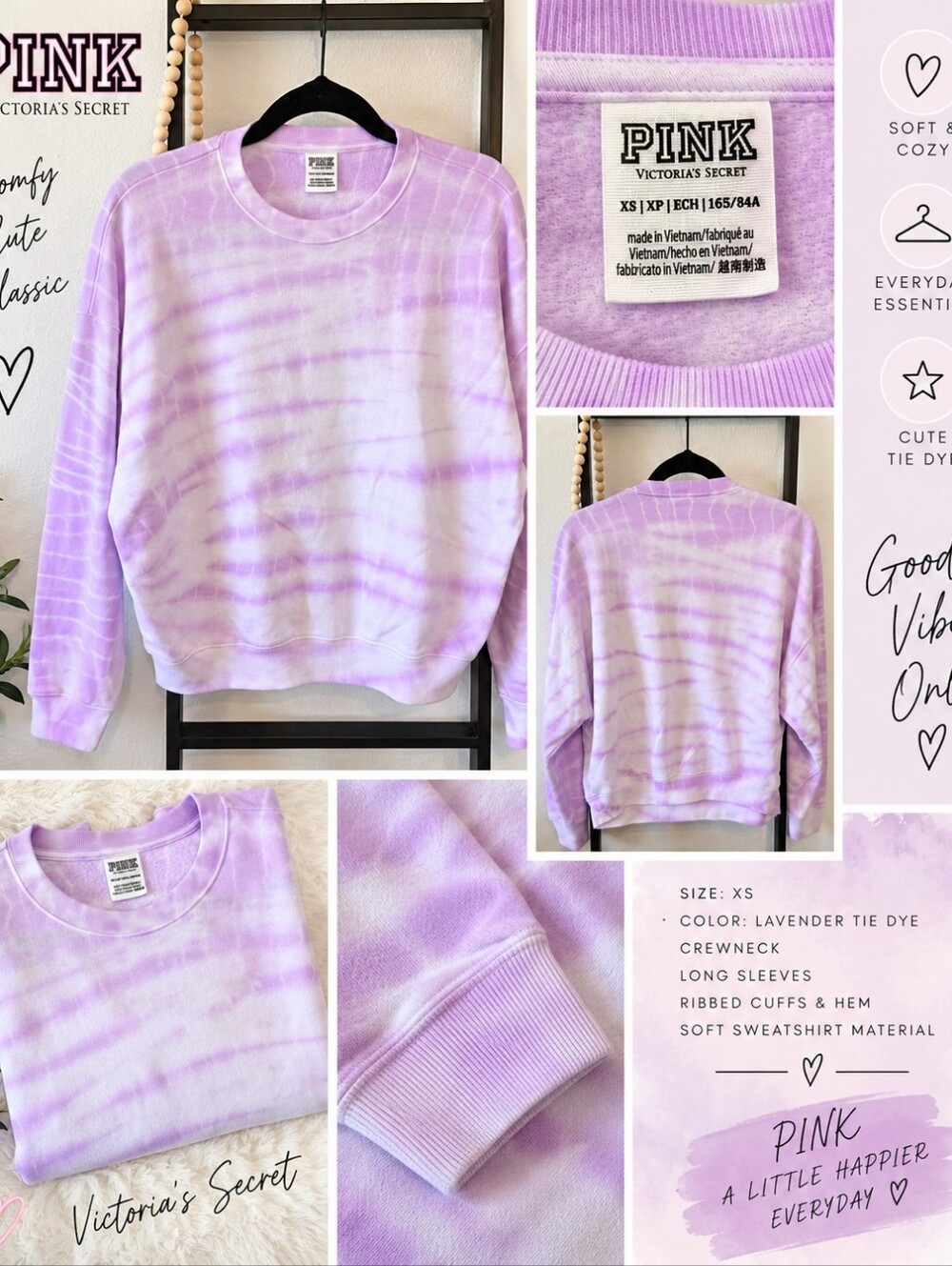 PINK Victoria’s Secret Tie Dye Crewneck Sweatshirt – XS
